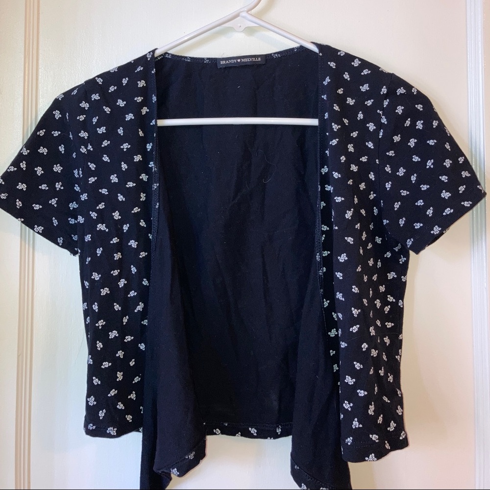 brandy melville flowered wrap shirt